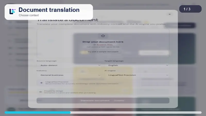 Animated tour of Lingivo document translation